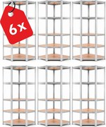 Akcia 6x Regál 180x90x40 cm rohový pozinkovaný 5-polícový, nosnosť 875 kg - 6ks