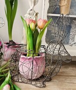 Hnedý dekoračný drôtený košík v tvare králika - 26*15*28 cm