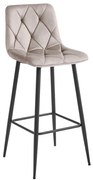 Barová stolička NADO zamatová tmavobéžová (čierne nohy)