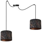 Závesné svietidlo Werona Spider, 2x čierne textilné tienidlo so vzorom, c