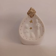 DECOLED Keramický betlehem, 7,8 x 5,5 x 10 cm, teplá biela, 2xLR44