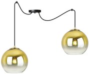 Závesné svietidlo Bergen Gold Spider, 2x zlaté/transparentné sklenené tienidlo (fi 20cm)