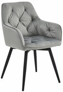Jedálenská otočná stolička JORK360 zamatová, strieborná (čierne nohy)