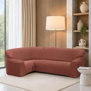 Super strečové poťahy RUBINIA tehlová rohová sedačka (š. 340 - 540 cm)