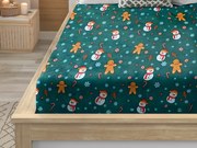Plachta mikroplyš SNOWMAN AND GINGERBREAD 200x200 cm zelené