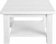 Biely konferenčný stolík do obývačky z masívu, 80x80x50 cm