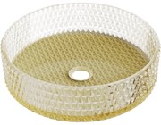 Mexen Aura, sklenené umývadlo na dosku 39 × 39 cm, číra / zlatá, 24013951