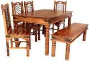 furniture-nabytek.cz - Jedálenský set s lavicou pre 6 osôb z masívneho palisandrového dreva