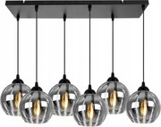 Závesné svietidlo Eliza, 6x sklenené tienidlo so vzorom