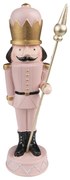 Ružová antik vianočná dekorácia soška Luskáčik na stráži - 7*7*23 cm