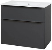 Mereo Mereo, Mailo, kúpeľňová skrinka s keramickým umývadlom 81 cm, čierne madlo, MER-CN531B