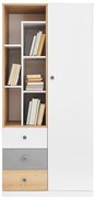 Regál Pixel PX7 sušienkový dub / biely lux / sivý