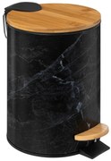 Odpadkový kôš Lea Black, čierna/s drevenými prvkami, 25x16,8x16,8 cm
