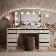 TOALETNÝ STOLÍK JULIETTA KAŠMÍR LESK + ZRKADLO + LED