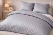 Hotelové damaškové povlečenie sivé 140x200/70x90 cm – prúžok, zips
