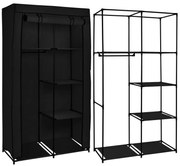 Textilná šatníková skriňa so 4 policami Mira čierna