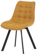 Židle jídelní, žlutá látka, nohy černý kov