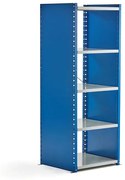 Policový kovový regál MIX, základná sekcia, 1740x600x600 mm, modrá, šedá