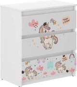 Wooden Toys Detská komoda R-3 JEDNOROŽEC RAINBOW