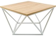 HowHomely Konferenčný stolík CURVED 60x60 cm biela/béžová DD0516