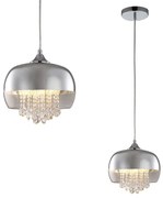 Závesné svietidlo Luna, 1x kryštáliky/chrómové/transparentné sklenené tienidlo, ch