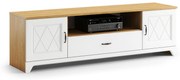 RTV skrinka PROVENZA D2SZ1 Kamenitý Dub/Biely Mat - TELEVÍZNY STOLÍK DO OBÝVACEJ IZBY RETRO