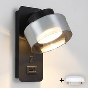 Brilagi - Nástenné svietidlo s USB portom AURA LUX 1xGX53/30W/230V čierna/dymová