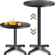 Casaria Výškovo nastaviteľný hliníkový barový stôl NERO Ø60cm, čierna