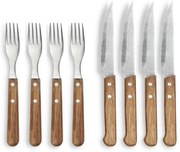 Antikoro steakové príbory v súprave 8 ks v striebornej farbe/v prírodnej farbe – Holm