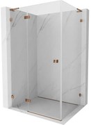 Mexen Lunar L, sklápací sprchový kút ľavý 70 x 80 cm, 8mm číre sklo, ružové zlato profil, 834L-070-080-60-00-L