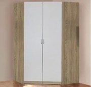 Rohová šatníková skriňa Bremen, dub sonoma/biela%
