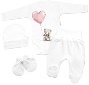 Súprava do pôrodnice pre bábätko 4D Teddy Love, Baby Nellys - biela/ružová 50 (0-1mm)