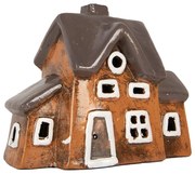 Oranžový keramický svietnik na čajovú sviečku domček Village - 20*11*16 cm
