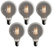 Sada 5 stmievateľných LED žiaroviek E27 dymová G95 5W 200 lm 1900K