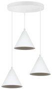Závesné svietidlo Soho, 3x biele kovové tienidlo, (fi 14cm), o