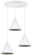 Závesné svietidlo Soho, 3x biele kovové tienidlo, (fi 14cm), o