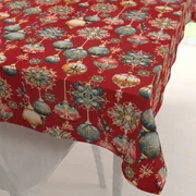 Biante Bavlnený obdĺžnikový obrus Sandra SA-528 Vianočné banky na červenom 50x100 cm