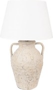 Béžová terakotová stolná lampa Teracci s bielym tienidlom - Ø 40*65 cm