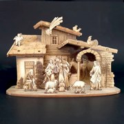 AMADEA Drevený skladací betlehem sépiový 3D 12 cm