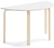 Stôl ELTON, polkruh, 1200x600x710 mm, laminát - biela, breza