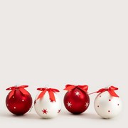 Závesná vianočná dekorácia FIKCO červená / biela 751882 (4 ks)