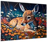 Sklenený obraz - Maľované srne (70x50 cm)