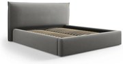 Sivá čalúnená dvojlôžková posteľ s úložným priestorom a roštom 180x200 cm Elio – Milo Casa