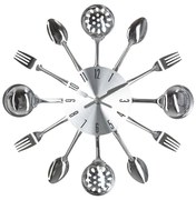 Nástenné hodiny Cutlery, chrómová
