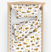 Goldea detské bavlnené obliečky do postieľky - nákladné autá a bagre 100 x 135 a 40 x 60 cm