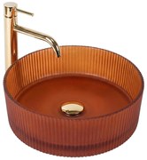 Rea Suri, sklenené umývadlo na dosku 360x360x115 mm, amber-hnedá, REA-U3613