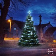 DECOLED LED světelná sada na vánoční stromy vysoké 3-5 m, ledová bílá s Flash a padající sníh