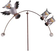 Zapichovacia záhradná dekorácia Balance Owl, 138 cm, kov, viacfarebná