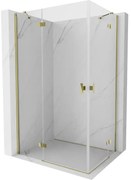 Mexen Mist-H Duo, 2-krídlový výklopný sprchový kút 75 x 70 cm, číre sklo, zlatý lesklý profil, 8A5-075L-070P-50-00