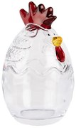 Transparetná sklenená dóza s vekom v tvare sliepočky Chicken - Ø 8*14 cm